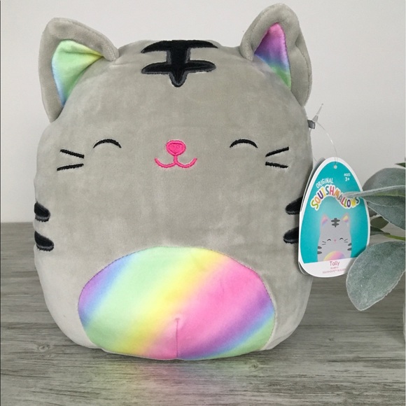 grey and pink cat squishmallow